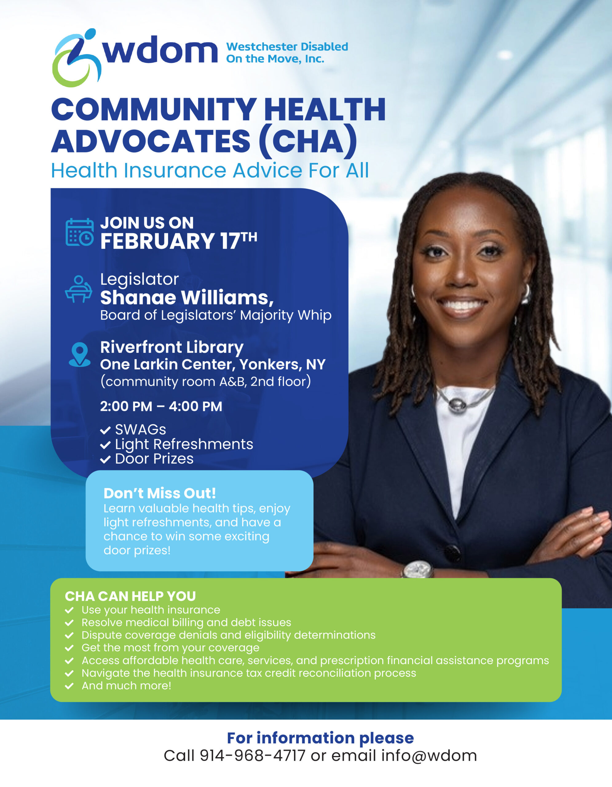 Westchester Disabled on the Move and Westchester County Legislators Shanae Williams hold Feb. 17 Presentation on Health Advocacy
