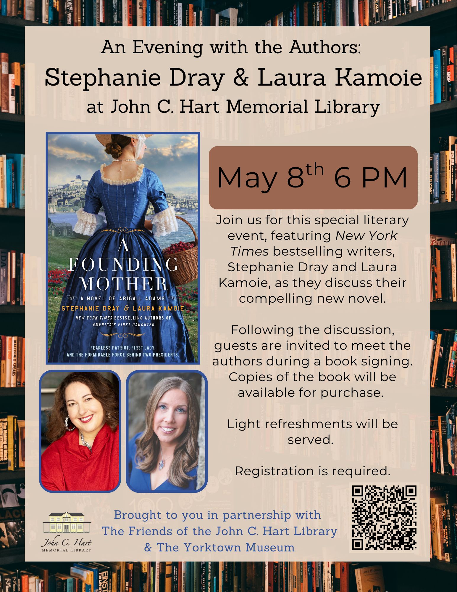 John C. Hart Memorial Library Hosts Authors Stephanie Dray and Laura Kamoie for A Founding Mother event