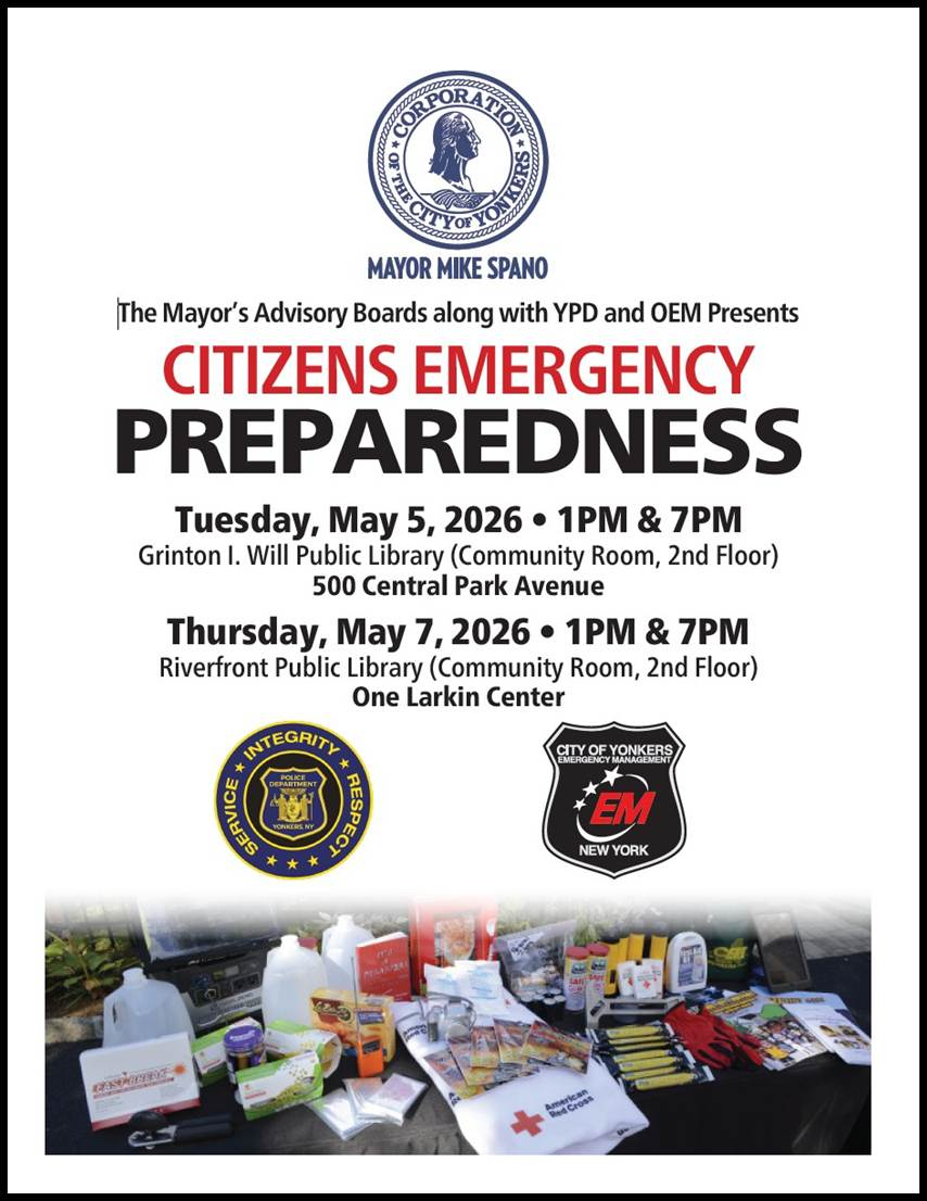 City of Yonkers to Host Citizens Emergency Preparedness Workshops