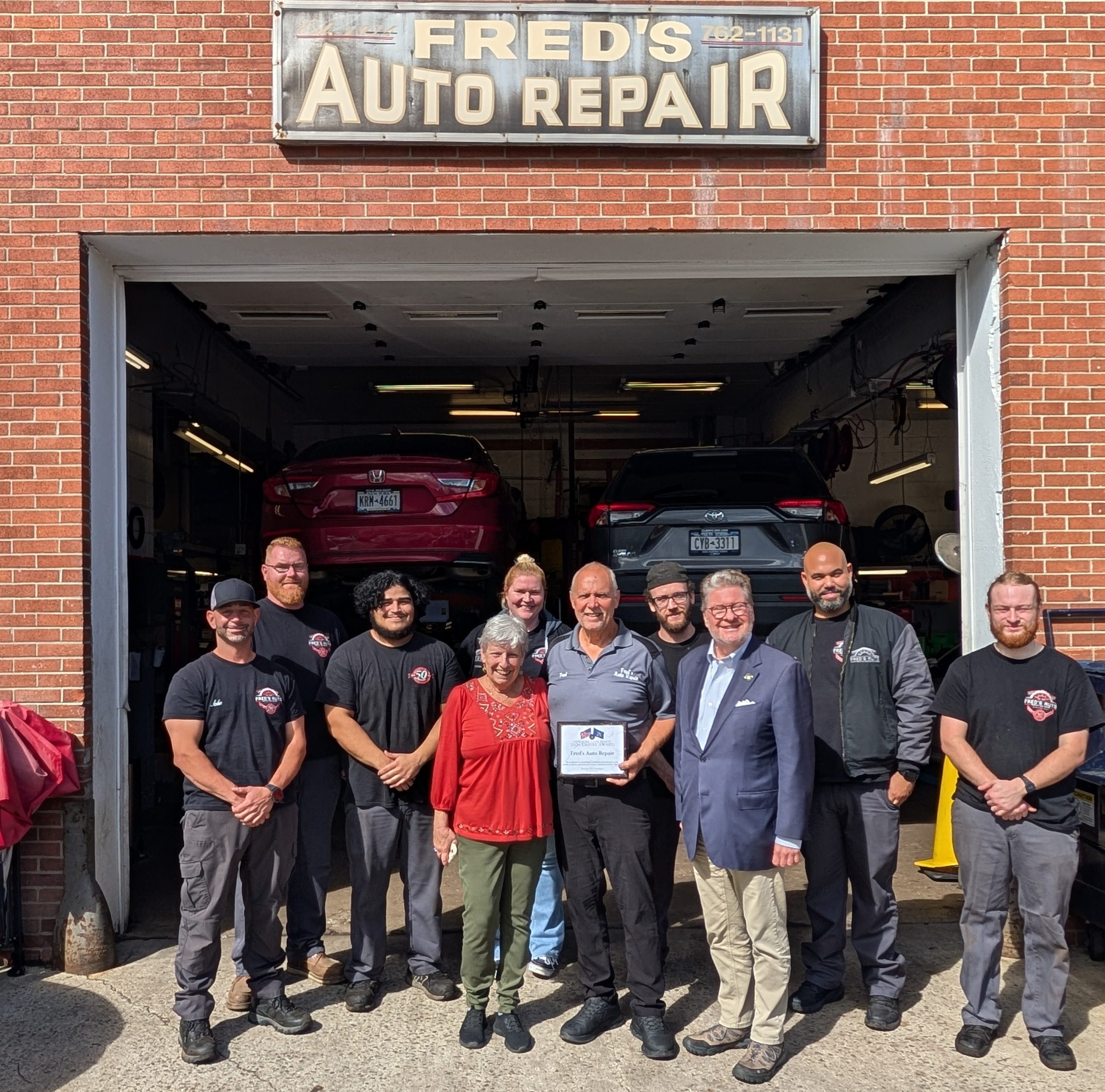 Harckham Presents Senate Empire Award to Fred’s Auto Repair of Briarcliff Manor
